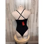 Guess  Black Lace-Up Bodysuit Size M Photo 1