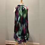 Badgley Mischka  Belle high neck colorful knee length ruffled bow dress Photo 2