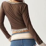 SheIn  Boho Feels long sleeve vneck lace trimmed top shirt NWT Photo 2