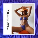 We Wore What Ruched Bandeau Bikini Sapphire Blue XS NWT Photo 1