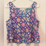 Amanda Uprichard `100% Silk Tiered Sleeveless Geometric Pattern Top Size Medium Photo 0