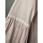 Spence Pink White Striped Top 3/4 Sleeve Floral Lace‎ Embellished Blouse Size L Size L Photo 6