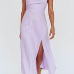 Selfie Leslie Lilac Suki Spaghetti Strap Cowl Neck Front Split Midi Dress Photo 2