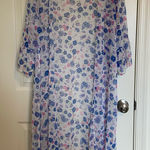Women’s sheer blue pink‎ floral long ruffle flare sleeve wrap cardigan one size Size undefined Photo 0