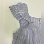 Old Navy  Blue and White Striped Shirt Ruffle Shoulder Size M NWT Photo 3