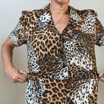Vintage Short Sleeve Animal Print Jumpsuit by Caron of Chicago size Small/Medium Brown Photo 6
