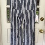 Old Navy  New Women’s Linen Blend Pants Wide Leg Blue White Stripes Sz L Pull On Photo 1