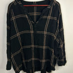 Jane and Delancey  Black Checkered V-Neck Blouse Photo 0