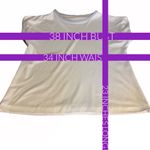 VINTAGE 1980'S WHITE WITH GRAY ACCENTS CAP SLEEVE KNIT TEE SHIRT (S) Photo 9