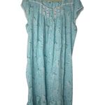 Eileen West Blue Floral Lace Trim Cotton Nightgown Dress Cottage Size XL Photo 0