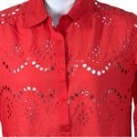 ADIVA Red Pink Sheer Eyelet Lace Peasant Blouse Boho Festival Top Small NWT Photo 2
