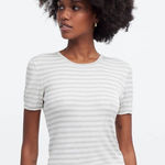 Madewell  Micro-Rib Short Sleeve‎ Striped Sweater Tee in Monument Sz M NEW Photo 0