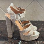 Chinese Laundry Elegant Gold Glitter Ankle Strap Platform Heels Photo 8