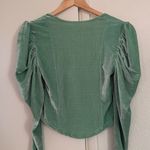 Free People  Hold‎ Me Green Velvet Puff Sleeve Square Neck Top Women's Small Photo 5