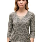 Rebecca Taylor Animal Print Sequin led Round Neckline Textured Gray Sweatshirt S Photo 0
