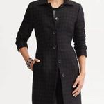 Banana Republic Women's Black Medium Wool Blend Houndstooth Italian Winter Coat Photo 1