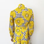 [Vintage] 70s Yellow Gingham Floral Print High Neck Halter Maxi Dress Sz Small S Photo 7