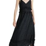 Madewell Black Dress Metallic Shimmer Ruffle Cami Sleeveless Ruffles 14 EUC Photo 11