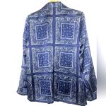 Vera Wang Simply  Women's Navy Silky Satin Paisley Bandanna Handkerchief Blazer M Photo 9
