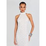 Retrofête  Olivia Sequin Halter Midi Dress White Womens Size Medium Photo 3