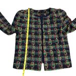 ZARA WOMAN Multicolor Plaid Tweed Collarless Blazer Jacket Shoulder M Photo 5