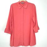 Jessica London New 3/4 Sleeve Button Down Shirt Coral Size 14W Photo 1