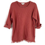 Coldwater Creek  | Crochet Salmon 100% Cotton Fringe Half Sleeve Sweater Small Photo 0