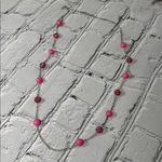 Liz Claiborne Pink Sparkle Rhinestone Silver Tone Necklace Photo 4