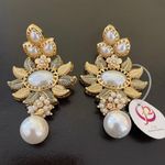 Faux Pearl and Gold Statement Indian Earrings Photo 0