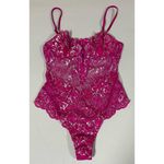Victoria's Secret Magenta Pink Floral Lace Teddy Onesie Bodysuit Bra Bralette Lingerie Size S 🩷 Photo 3