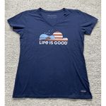 Life is Good Women's Crusher Tee - Guitar Truck Blue Size Medium Short Sleeve Photo 0