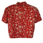 Talbots Vintage  cropped short‎ sleeve jacket top red floral size 6 petite Photo 1