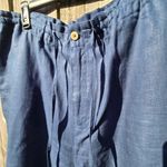 JAMAICA BAY Navy Cropped Linen Pants XL Blue Photo 1