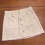 J.Crew  Textured Denim Patch Pockets‎ Gold Buttons Mini Skirt in Ecru Size 27 Photo 6