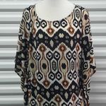 Chico's  Top Blouse Womens Small/Medium Black Brown Kimono Sleeves Oversized Fit Photo 5