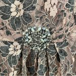 Adrianna Papell  lace dress w/crystal brooch.Dusty pink w gray/black,peephole S14 Photo 4