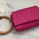 A New Day Straw Pink Tan Striped Bracelet Pouch mini bag New Photo 6