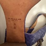 Coach Lexey Leather Snakeskin Chunky Open Toe Sandals Deep Marine Blue Size 8 Photo 11