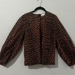Ganni  Womens Leopard Cotton Blouse Size 38 / US Medium Photo 2