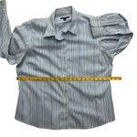 Lands' End Lands' End Pinstripe Button Down Shirt White Blue Long Sleeve Workwear Size 16 Photo 7