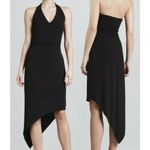 David Meister Sleeveless Asymmetric Hem Halter Knee Length Dress Black Womens 10 Photo 1