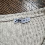 ZARA Cream Beige Chunky Knit Asymmetrical Cropped Sweater Jumper Photo 5