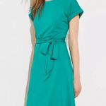 Loft Dolman Tie Waist Belted Midi Circle Dress Green Size Small Short Sleeve  Photo 0