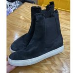 Vince  Norman 2 Chelsea Ankle Boots Women's 8 M Black Suede Slip-On Fur Trim S62 Photo 1