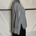 Miss Morena Gray Sweater Lace Long Pleather Sleeves NWOT Womens Large Photo 4