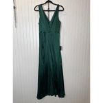 Lulus NWOT  Perfect Refinement Emerald Satin Sleeveless Pleated Maxi Dress Size L Photo 2