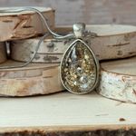 Handmade Sparkling Gold Chunky Glitter Tear Shaped Necklace on a 20” chain Photo 5