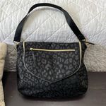 Stella & Dot  Black Nylon Leopord Shoulder Bag 12"x10"x3" Photo 0