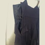 Formal Black Dress Wood Beads Strap by Robbie B Size 12 100% Cotton Lined Ruffle Photo 5