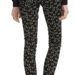 Blackheart  Cat Print Super Skinny Jeans Mid Ankle Cotton Black White 9 32x31 Photo 1